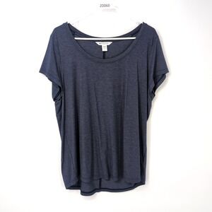 Athleta Stratus II Tee T Shirt Blue Large Relaxed Fit Scoop Neck Athletic Top